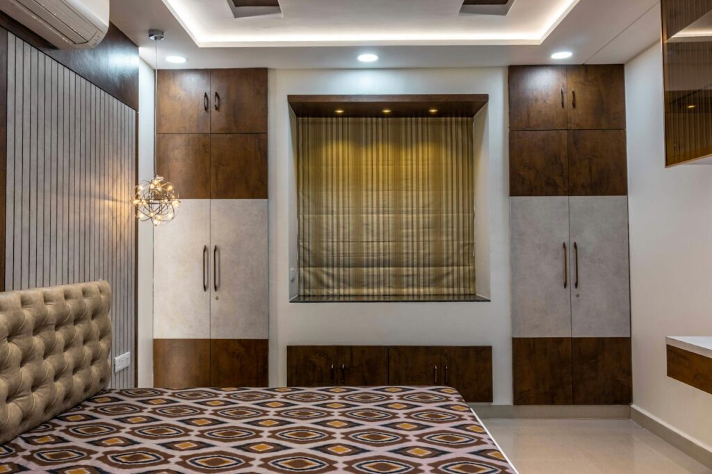 Designer Platform Bed and Headboard Unit